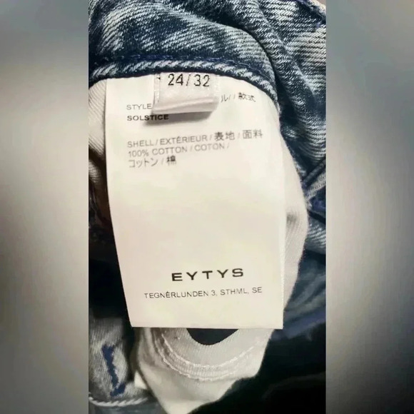 NWT EYTYS “solstice” slim straight cotton 5 pocket indigo blue denim jean 24 - Picture 6 of 6